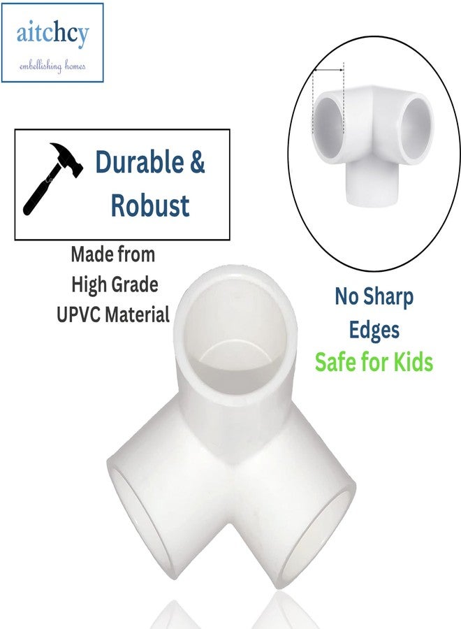 Aitchcy Three way PVC Elbow 25mm | 3 Way elbow for 25mm to 26mm Outer Diameter PVC pipe | 3Way PVC Pipe Joint | Threeway Connector for Furnitures & Structures | 3 Way Connectors Heavy duty (4Pc) - Image 3